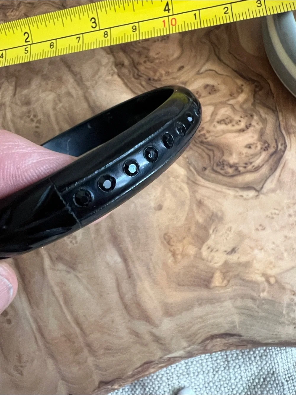 Black Carved Bakelite Bangle Bracelet. small